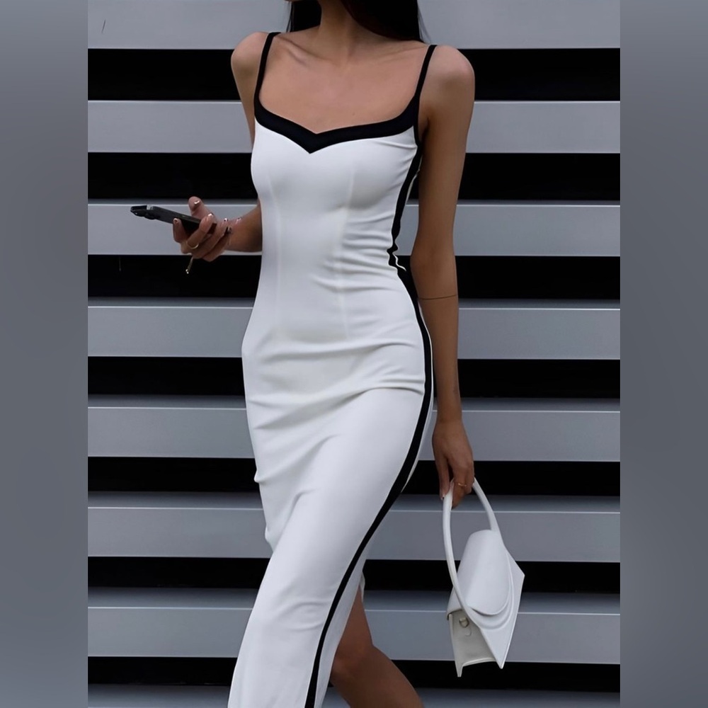 Contrast Binding Split Cami Midi Dress Commense XL XLarge NWT Sexy